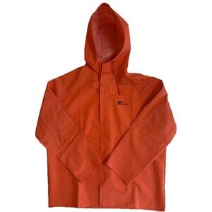 Mens Pro Rainer Orange PVC Full Zip Hooded Sailing Hiking Rain Jacket Size M